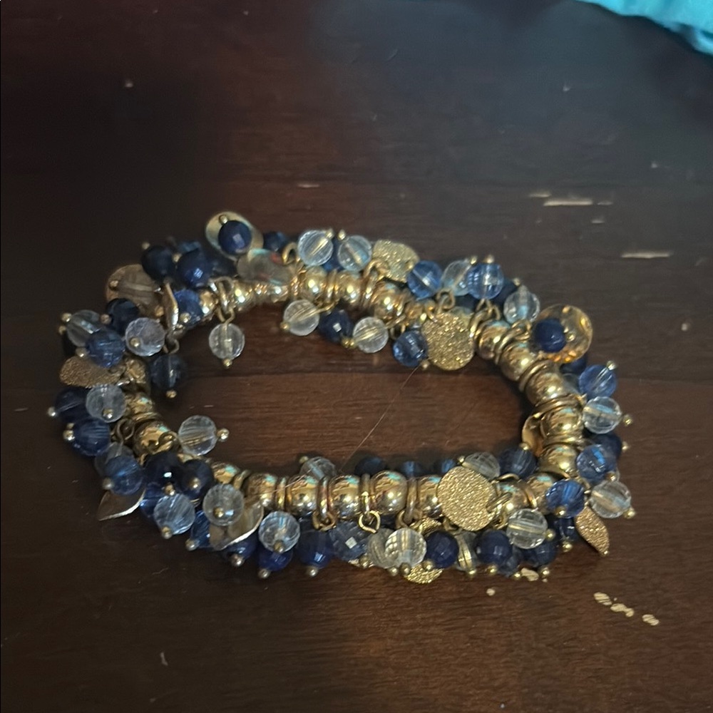 Gold and Blue Stone Cluster Bracelet